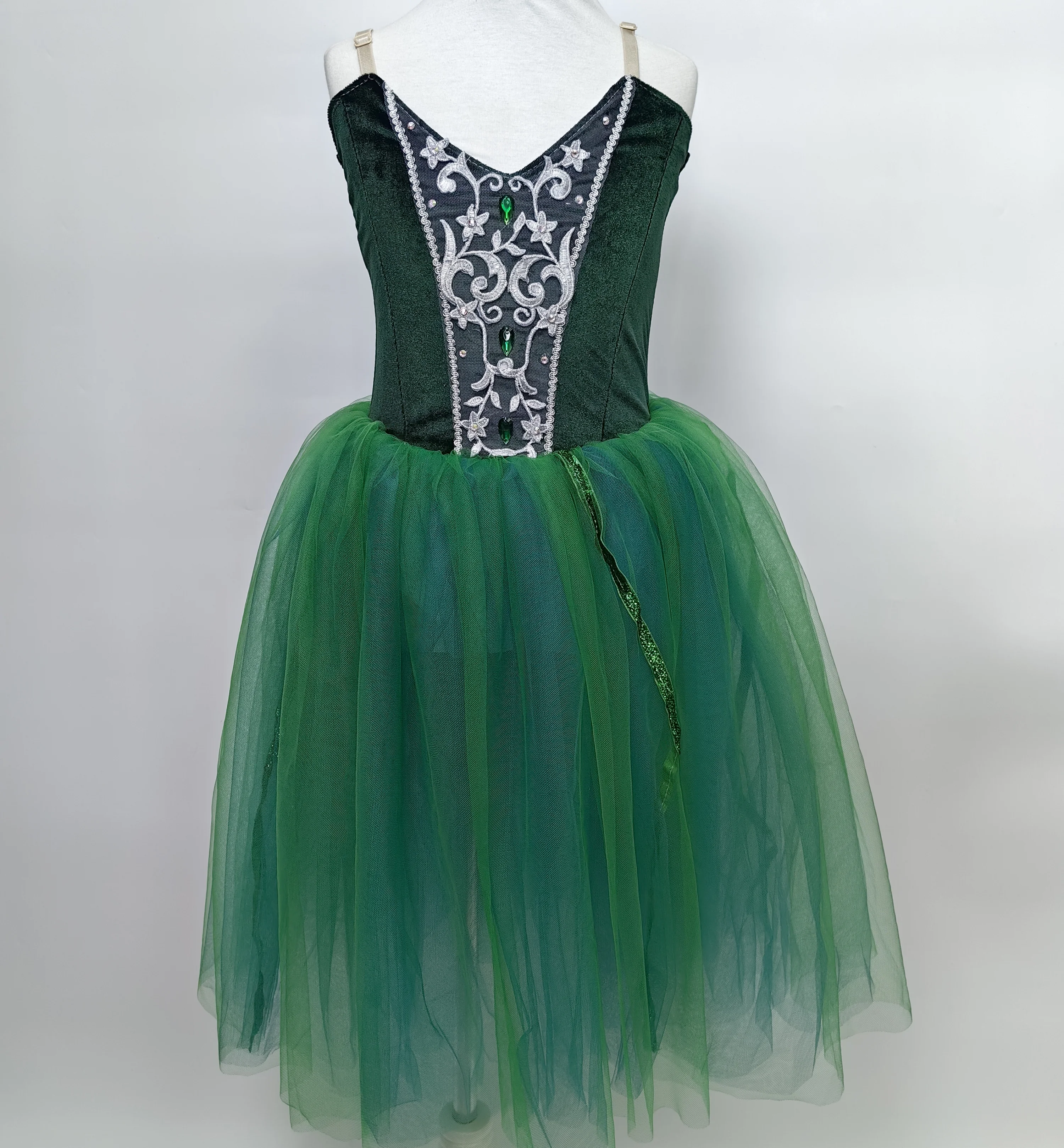 

Green Long Ballet Dress Girls Adult Women Kids Ballet Dress Long Modern Dance Costume Swan Dance Performance Dance Party Dress