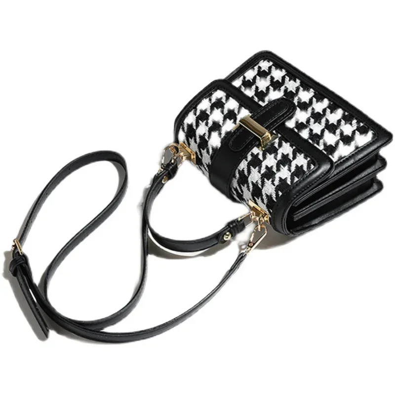 Womens trendy crossbody bag Korean houndstooth fashion small square bag shoulder bag women Satchels Baguette hand bags for women