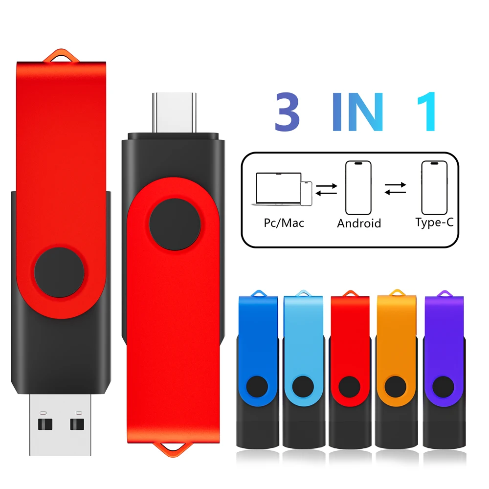 50PCS Type-C Metal USB Flash Drive 128GB Purple Memory Stick 64GB Creative Gift Pen Drive 32GB for Computer U Disk 16GB Mini 8GB