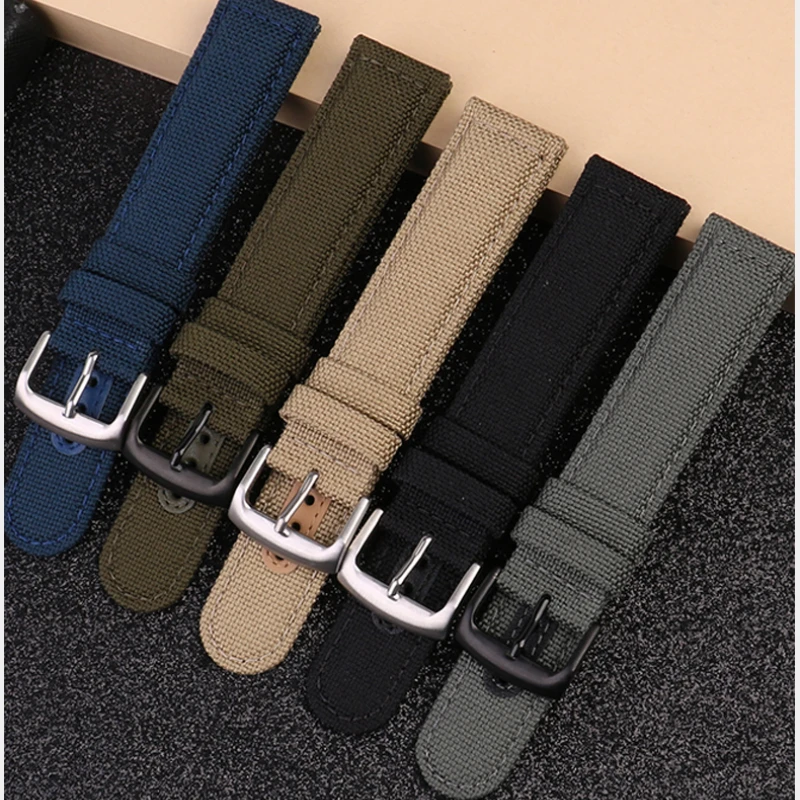 Nylon +Genuine leather watchband 20mm 21mm 22mm for seiko timex citizen tissot watch band mens wristband Wrist strap accessories