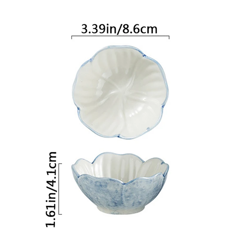 Plum Blossom Ceramic Seasoning Dipping Bowl Plum Blossom Trinket Plate Sauce Porcelain Seasoning Dish For Condiment Kitchen