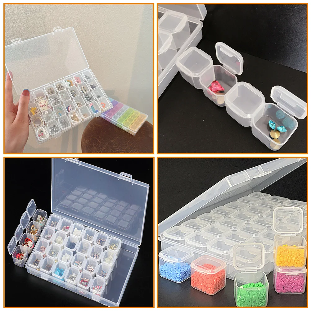

28 grid Plastic Storage Box Translucent Beads Jewelry Case Multi grid ganizer Container Small Size Efficient Practical Household
