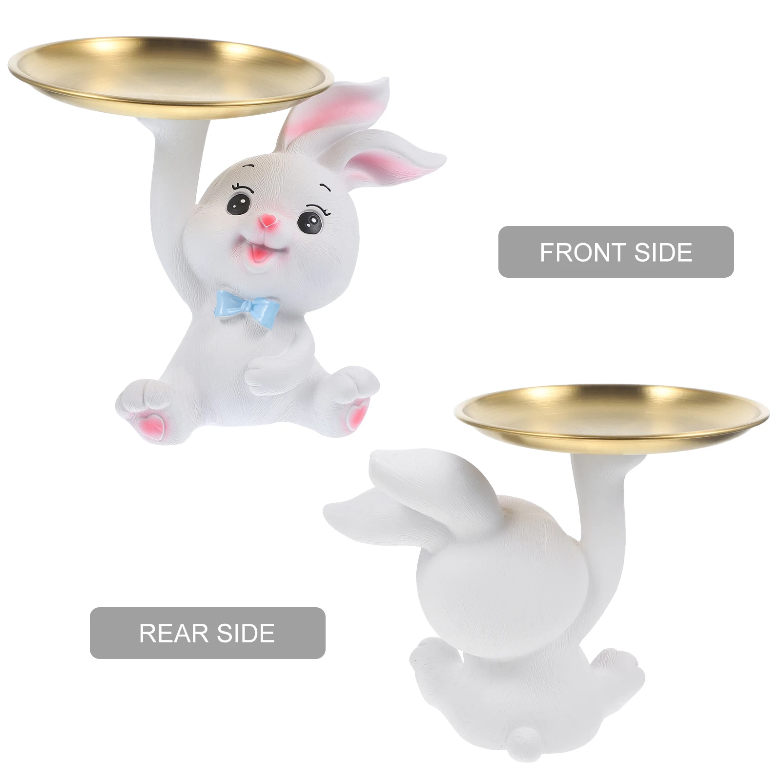 

Bunny Shape Resin Storage Tray Home Decor Jewelry Holder Key Ring Dish Organizing Stand For Dresser Living Room Hallway Ornament