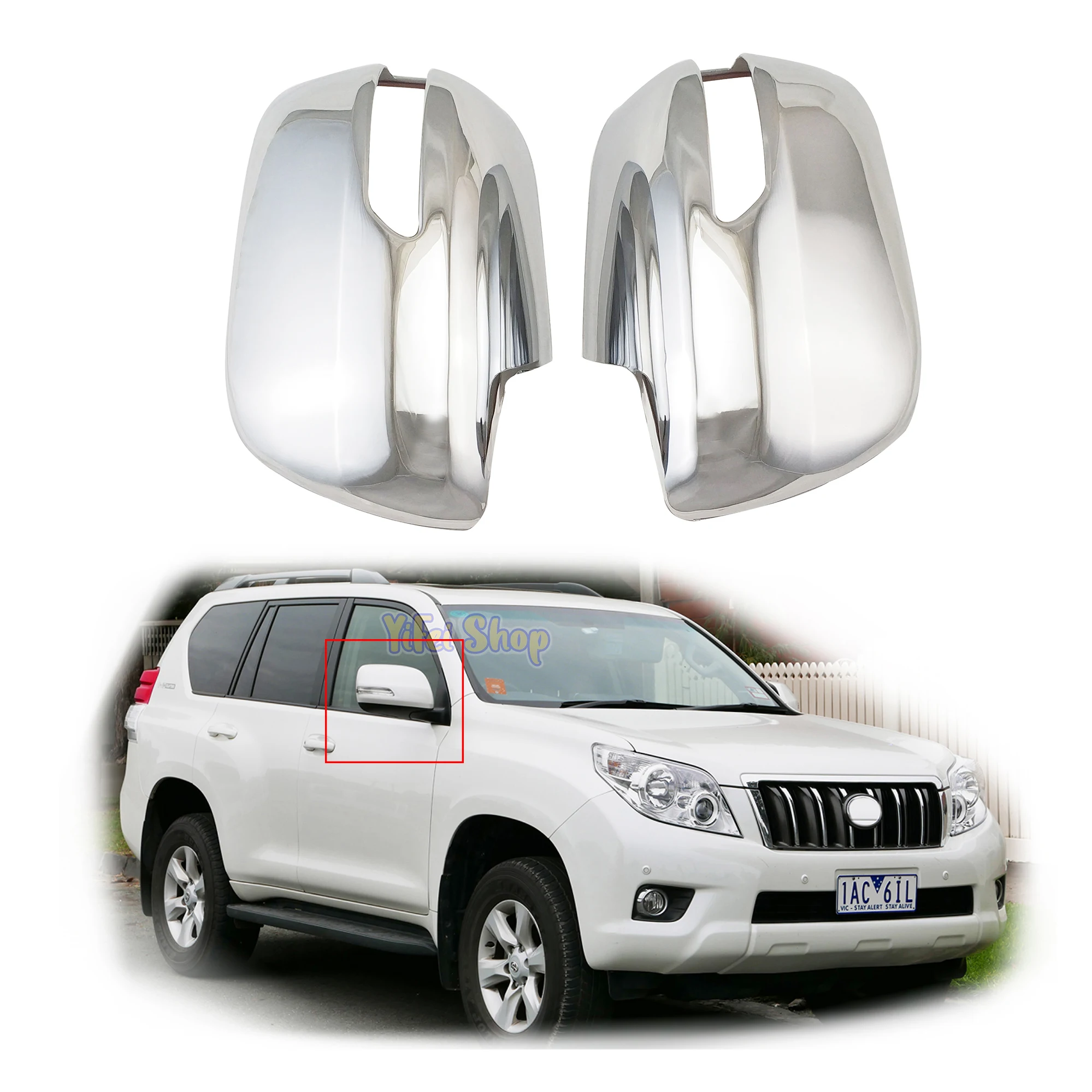 

For Toyota Land Cruiser Prado FJ150 150 2010 2014 2015 2018 Rearview Car Accessories Plated Chrome Door Mirror Cover Paste Style