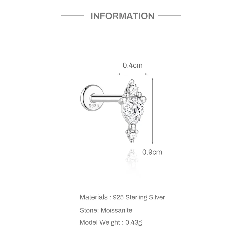 AIDE 925 Sterling Silber 1 STÜCK Mini Moissanit Vier-Klauen Schraube Ohrstecker Casual Design DIY INS Ohrstecker für Dame Schmuck – Detail 18