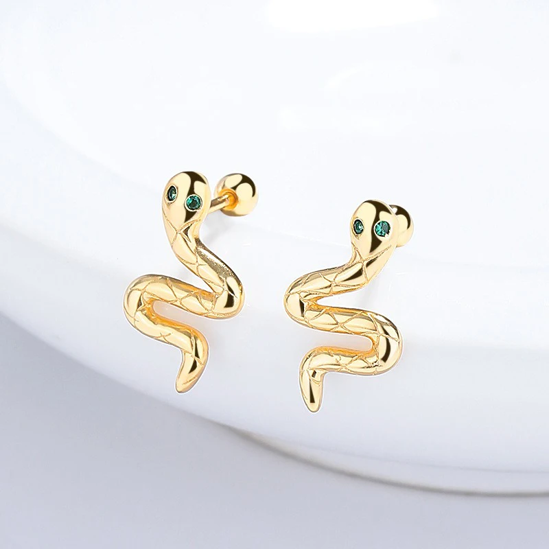 الثقة ديفيس ريال 925 فضة المرأة قرط الاذن المرصع موضة الأفعى دوامة أقراط للنساء مجوهرات للبنات هدايا DS4246