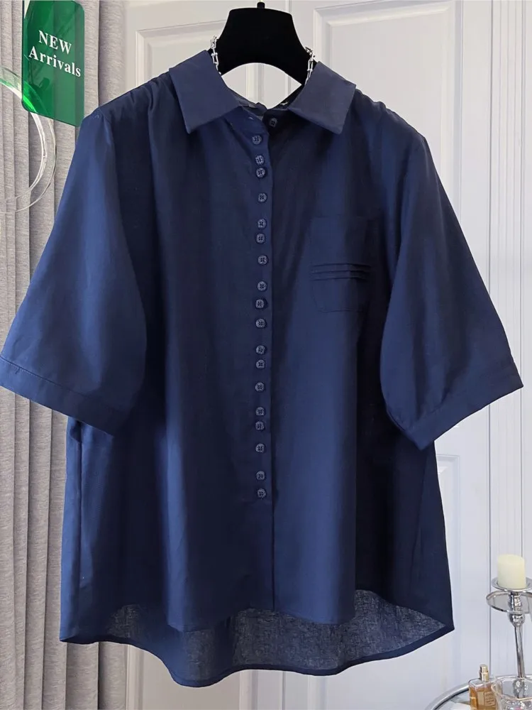 Plus Size Summer Shirt Women Korean Loose Vintage Short Sleeve Blouse Woman Chic Casual Ladies Tops Roupas Feminina - Detail 1