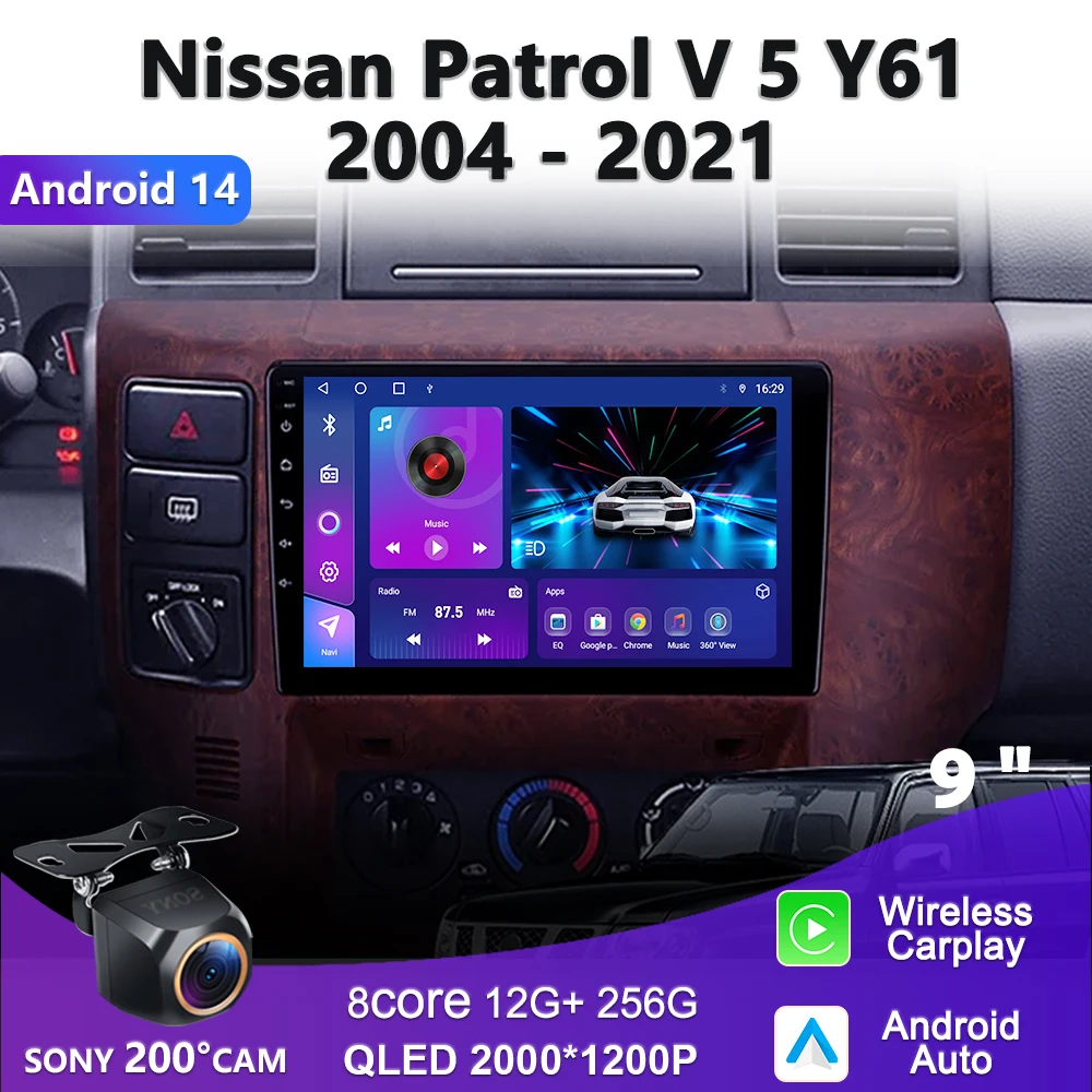 

2K Incell Screen Android 14 For Nissan Patrol V 5 Y61 LHD RHD 2004 - 2021 Car Dvd Auto Radio Stereo Multimedia Player wifi GPS