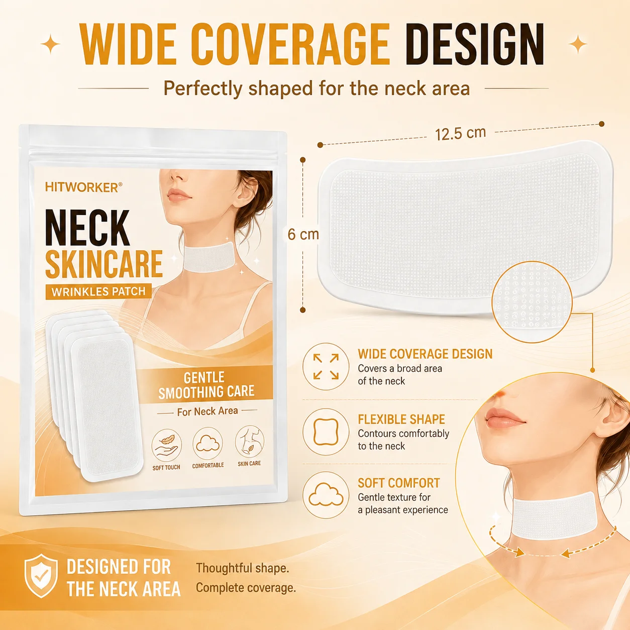 Pack of 5 Neck Beauty Patches – Soft Neck Care Patches, Ultra-Thin Neck Patches for Women’s Daily Beauty Care