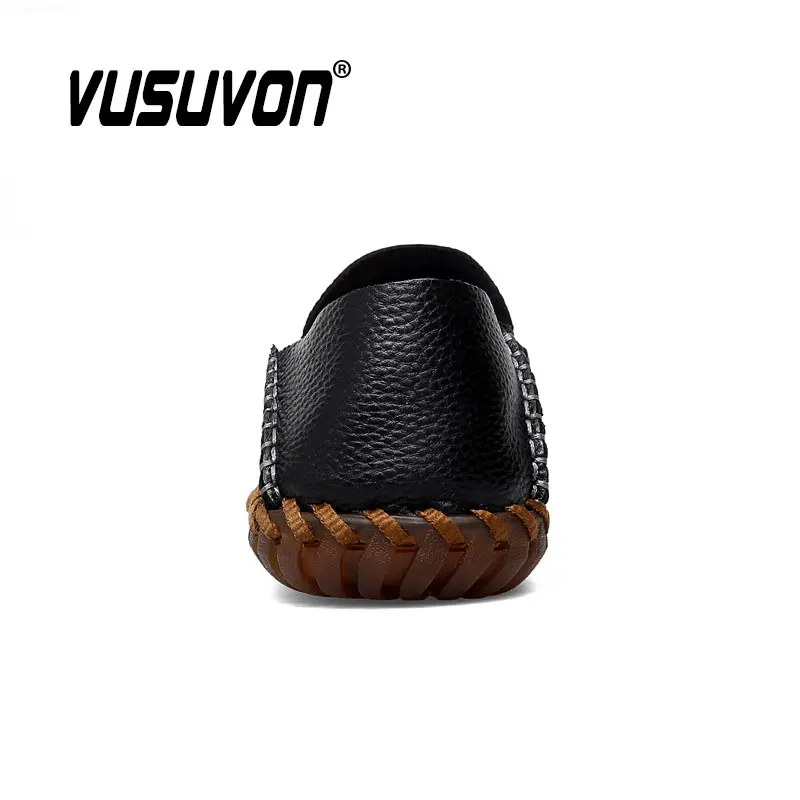 Homens Sapatos Casuais de Couro de Vaca Natural Design Italiano Mocassins Marca Mocassins Respirável Preto Deslizamento na Condução Plus Size 38-48