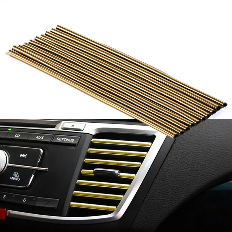 10-40Pcs Colorful Car Accessories DIY Car Interior Air Conditioner Outlet Vent Grille Chrome Decoration Strip Car Styling