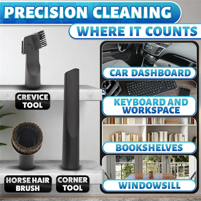 

A02V-Vacuum Brush Attachment Universal Vacuum Attachments For Car, Home, Workshop Cleaning