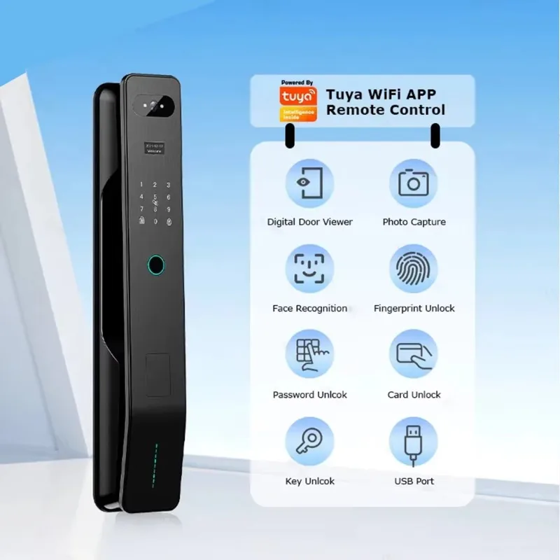 2026 hot sales Smart Home Keyless Entry Door Lock Wireless Smart Fingerprint Security Door with Camera Lock