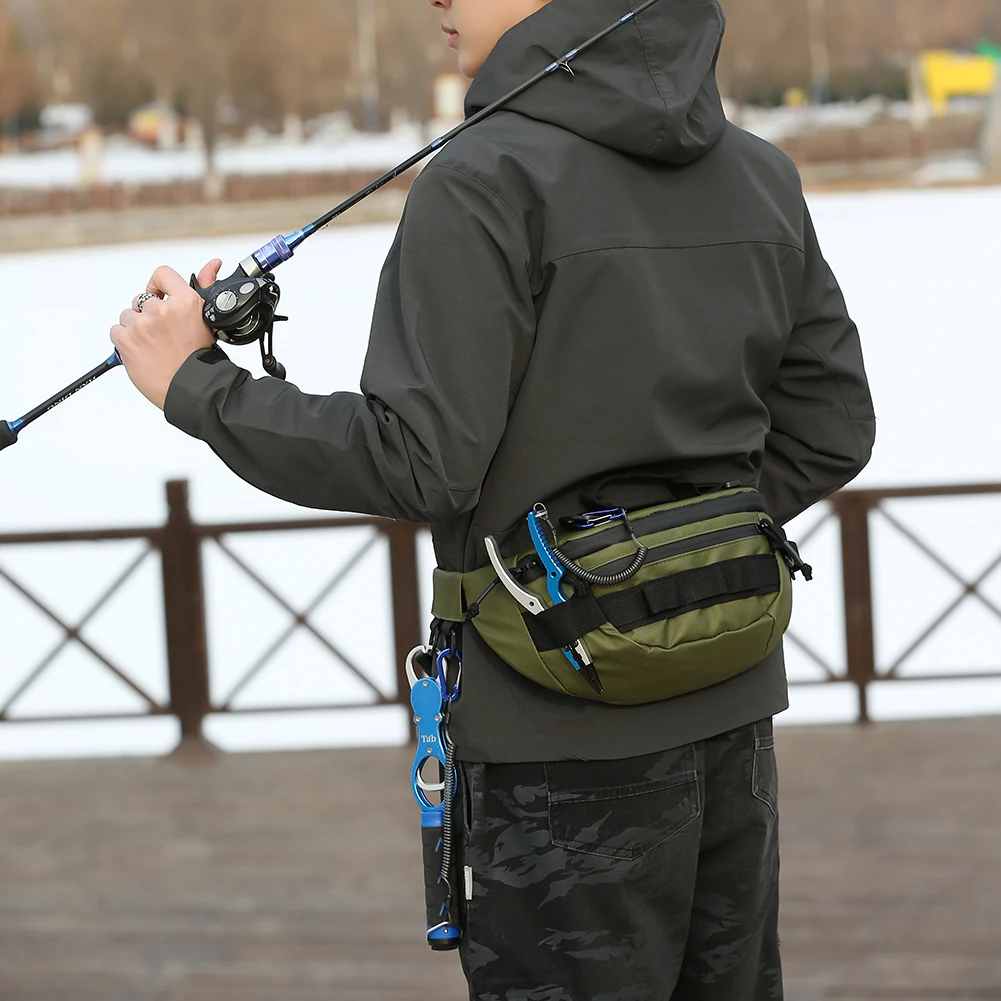 Men Fishing Waist Pack Waterproof TACTICAL Fanny Pack Multifunctional Anti-Theft Fishing Tackle Bag for Outdoor Camping