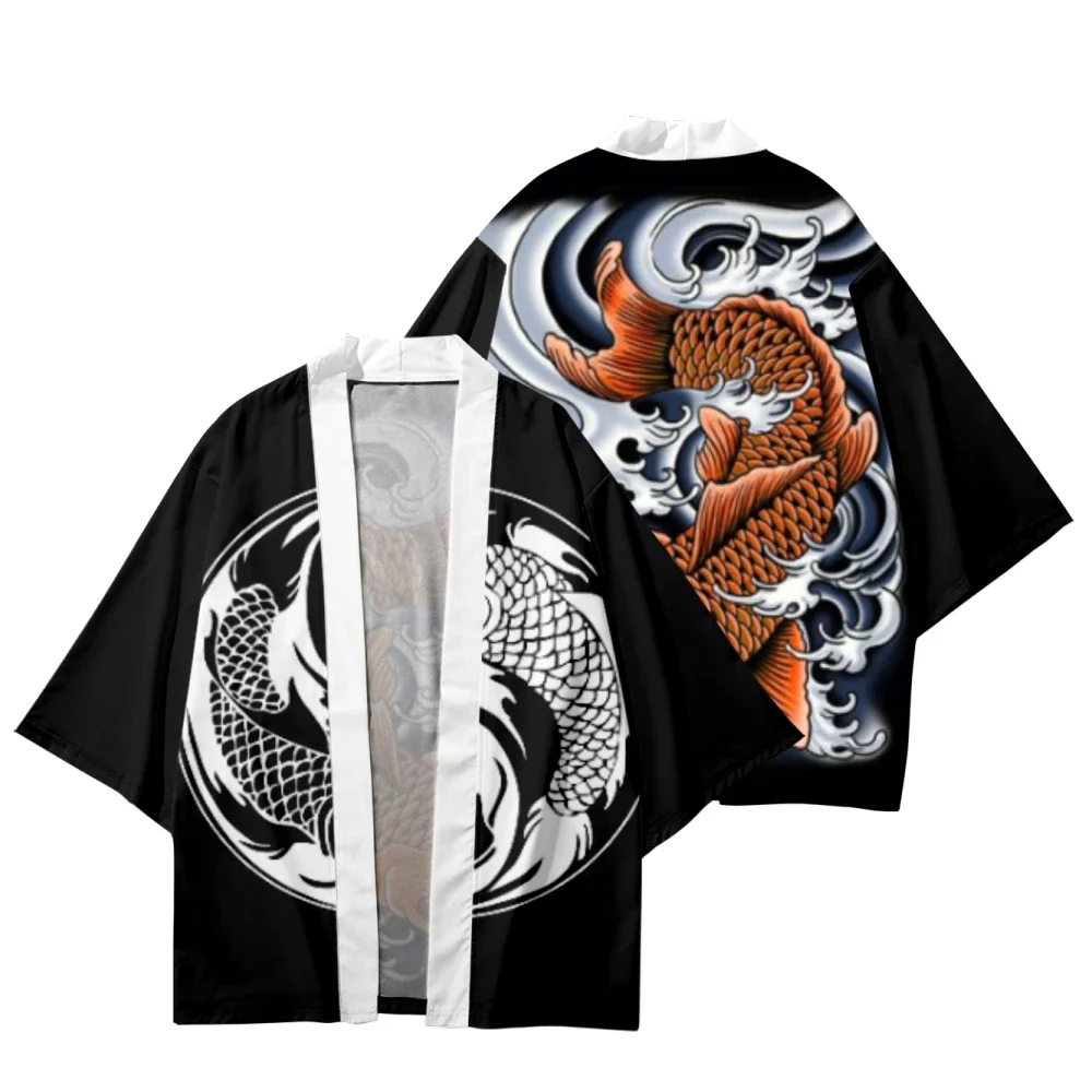 Men's Japanese Kimono Bathrobe Women Fashion Samurai Traditional Pattern Casual Loose Thin Jacket Stylish Kimono Chic Cardigan