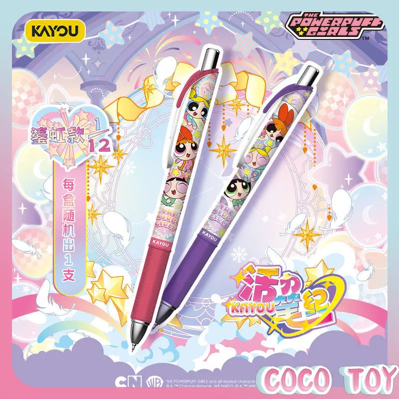 

Ручка KAYOU Powerpuff Girls Vitality Pen Anniversary Genki Edition, выдвижная, черная, гелевая, для школьников, в наличии