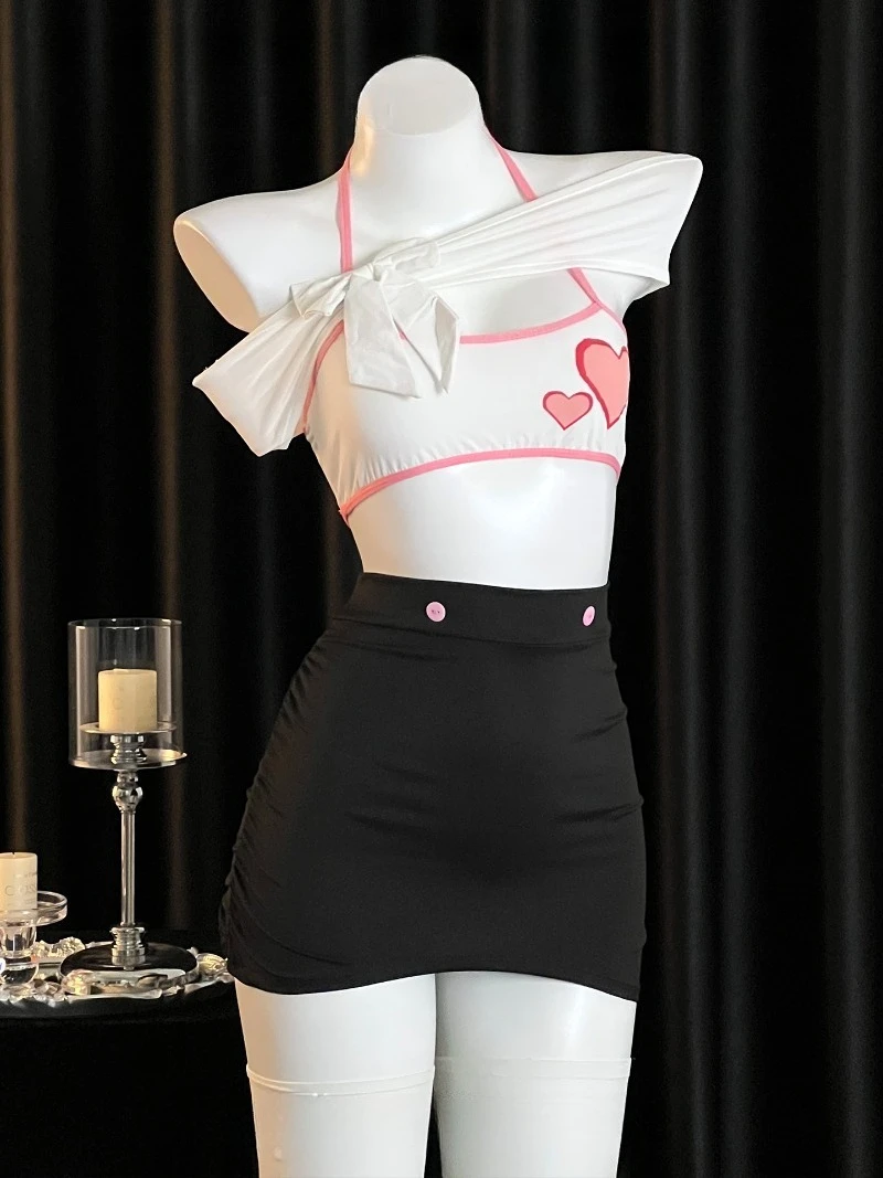 

Романтическая униформа секретаря для женщин, сексуальный вырез с бретелькой на шее и дизайн без бретелек в форме сердца, облегающее фигуру платье в зрелом стиле