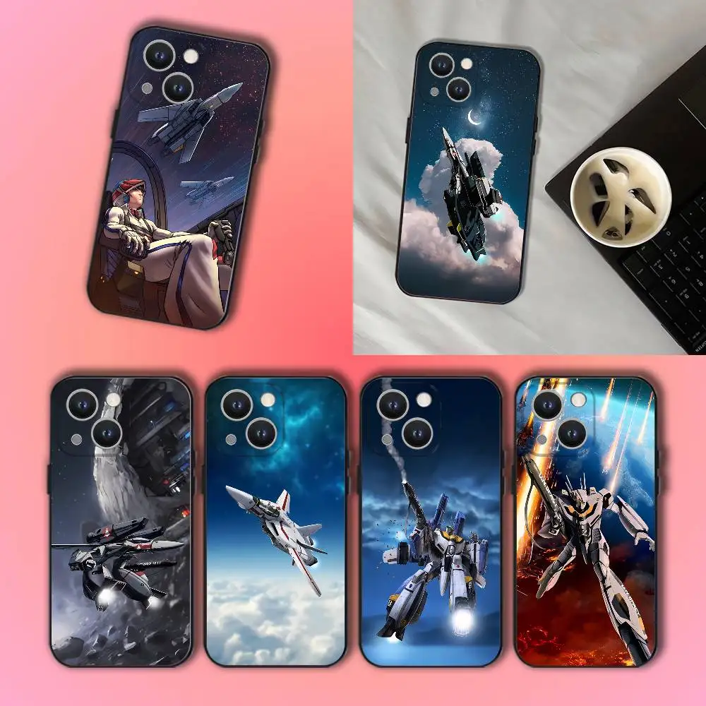 R-Robotech Macross Black Soft Cover Phone Case For iPhone 17,16,15,14,13,12,11,Pro,XS,Max,XR,Plus,E,SE4,Mini