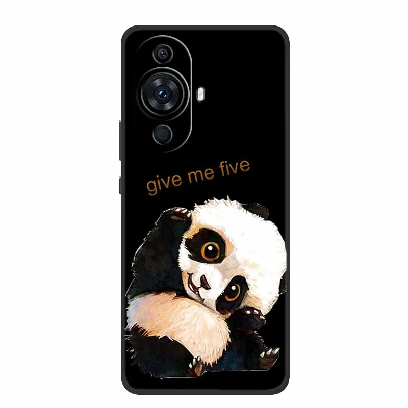 Funda For Huawei Nova 12s Case Cute Cartoon Cat Black Silicone Soft Back Cover Case For Huawei Nova 12s Case Nova12s 12 s Coque