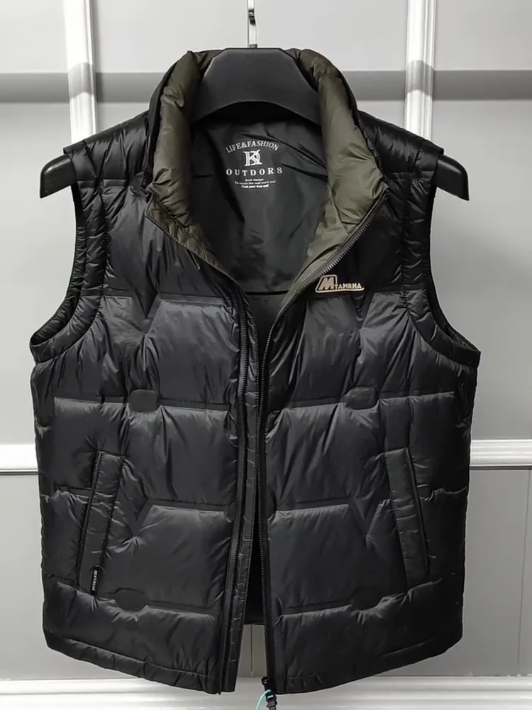 

Зимний пуховый жилет с высоким воротником, модный, легкий, роскошный, премиум-класса, повседневный, с молнией, украшение, деловой, повседневный