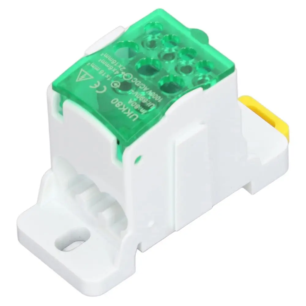 الملونة 690 فولت DIN السكك الحديدية صندوق التوزيع 80A أزرق أخضر أصفر محطة صندوق وصلات قواطع صندوق الأجهزة المنزلية