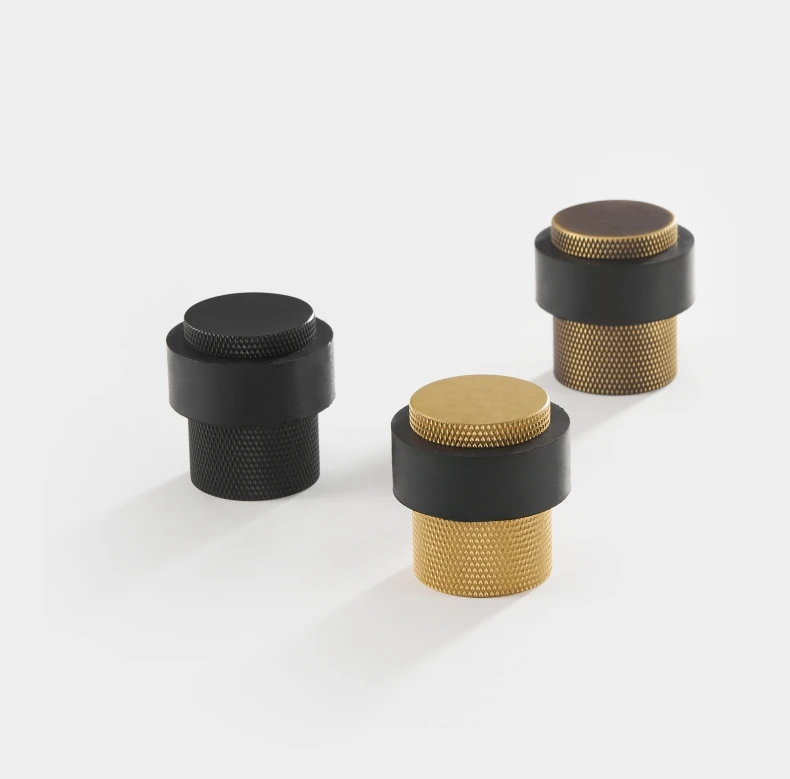 Dooroom Knurled Brass Rubber Door Stops Bathroom Door Stopper Heavy Duty Floor Mount Bumper Non-magnetic Door Holder Catch