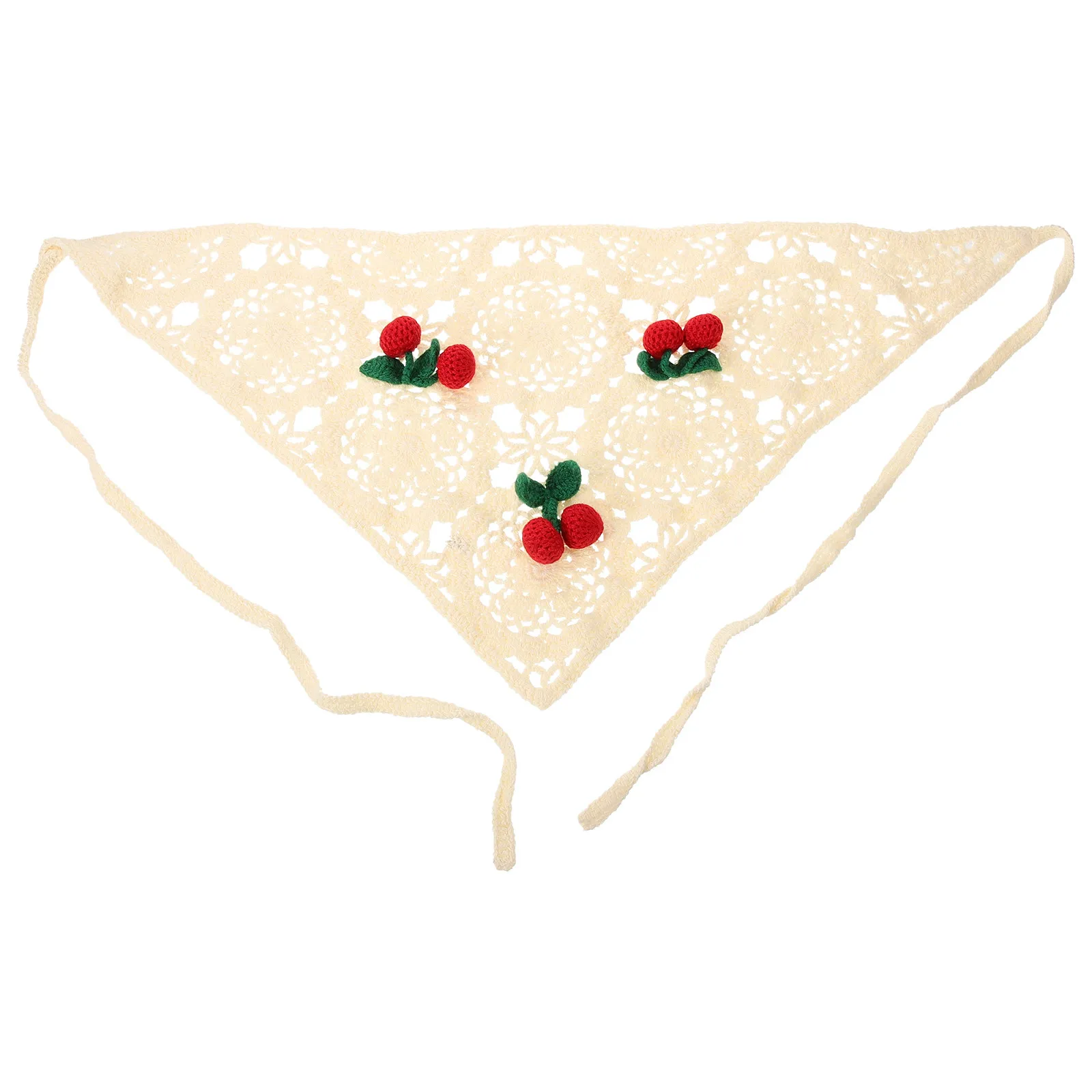 

Crochet Cherry Headscarf Triangle Scarf Knitted Hair Bandana for Women Soft Cotton Breathable Stylish Gift for Birthday