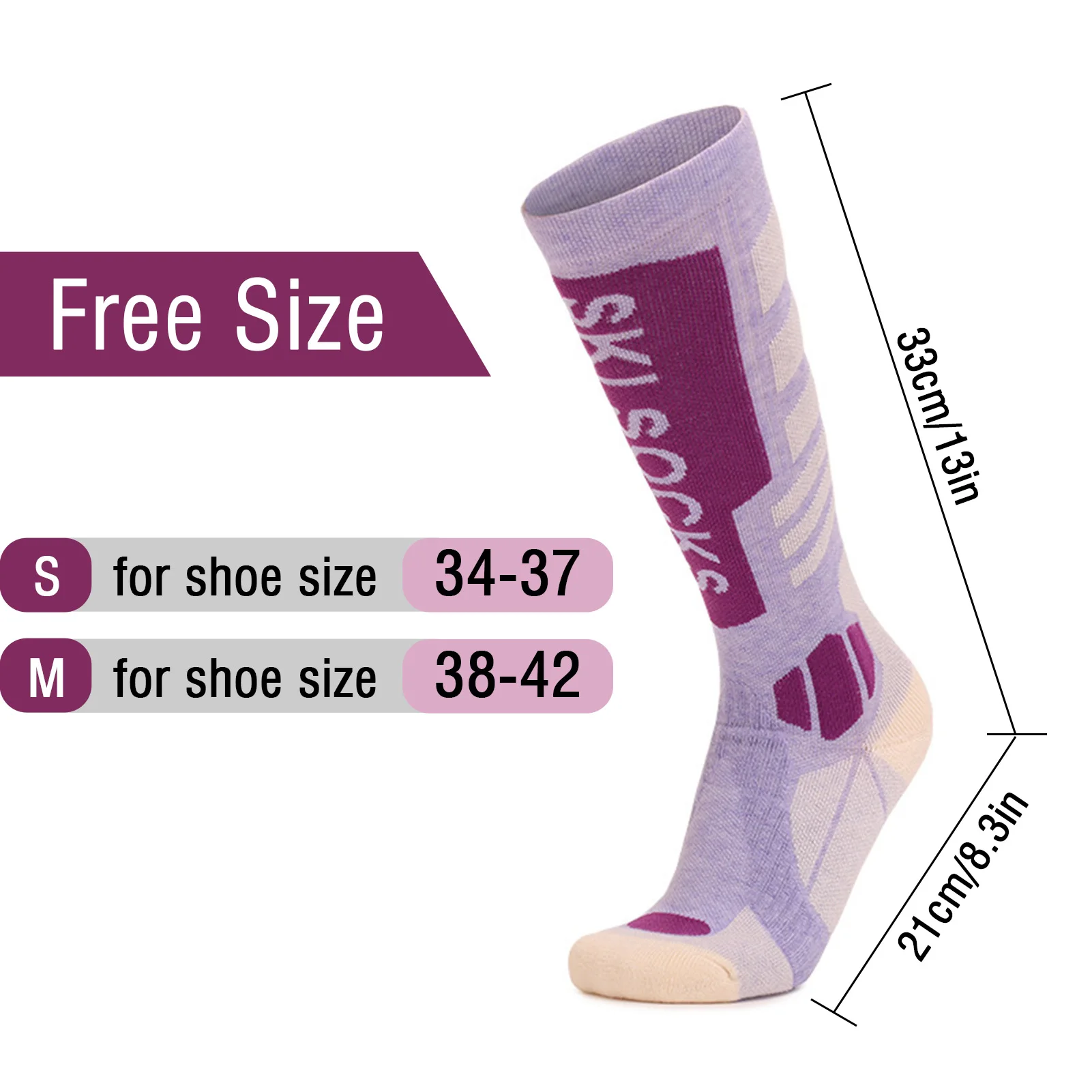Women Outdoor Ski Socks Merino Wool Cold Weather Socks Thermal Knee High Socks Winter Warm Skiing Socks