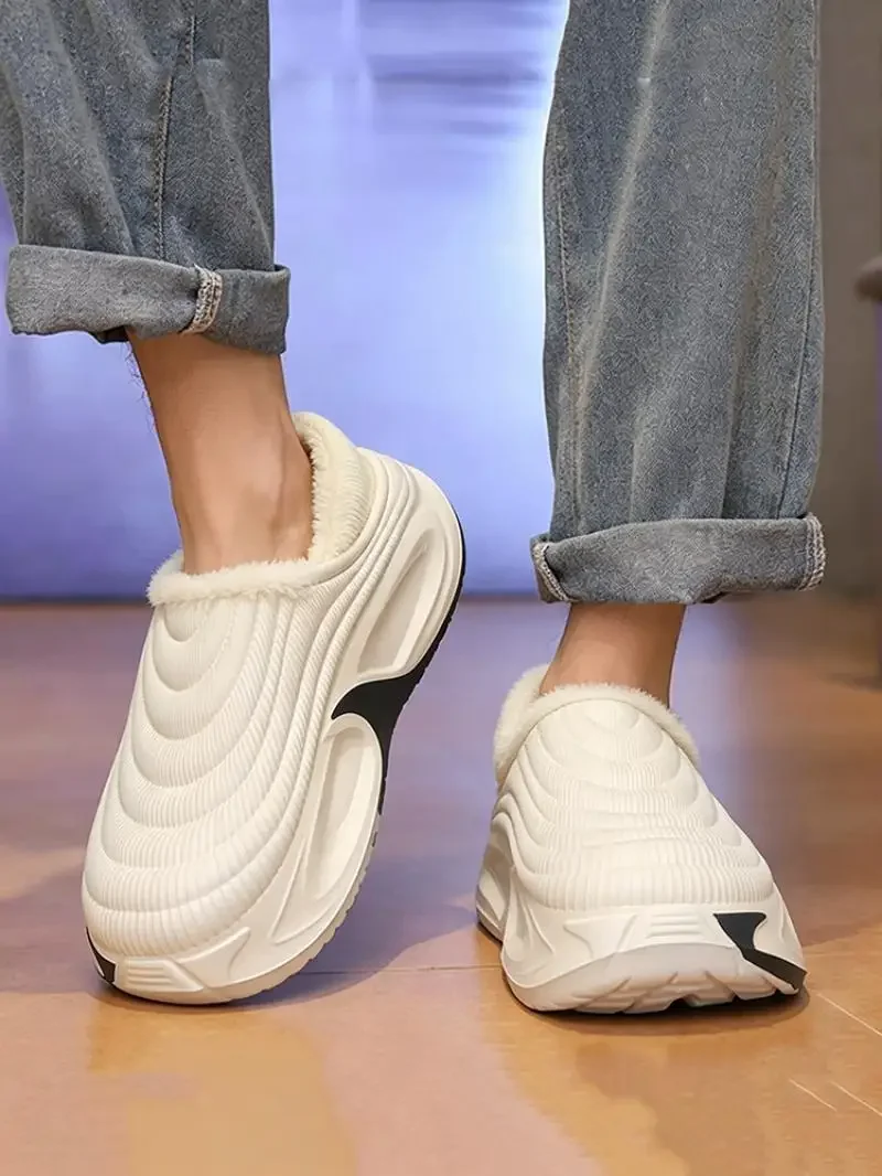 Herren Winter 2026 Warme Plüsch-EVA-Hausschuhe Wasserdichte Weichsohlen-Plateauschuhe Rutschfeste Baumwollschuhe für Zuhause und Outdoor – Detail 9