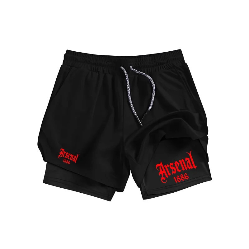 

2026 new Men's Arsenal Letter Printed 2-in-1 Running Shorts Summer Sportswear Gym Fitness Training Pants