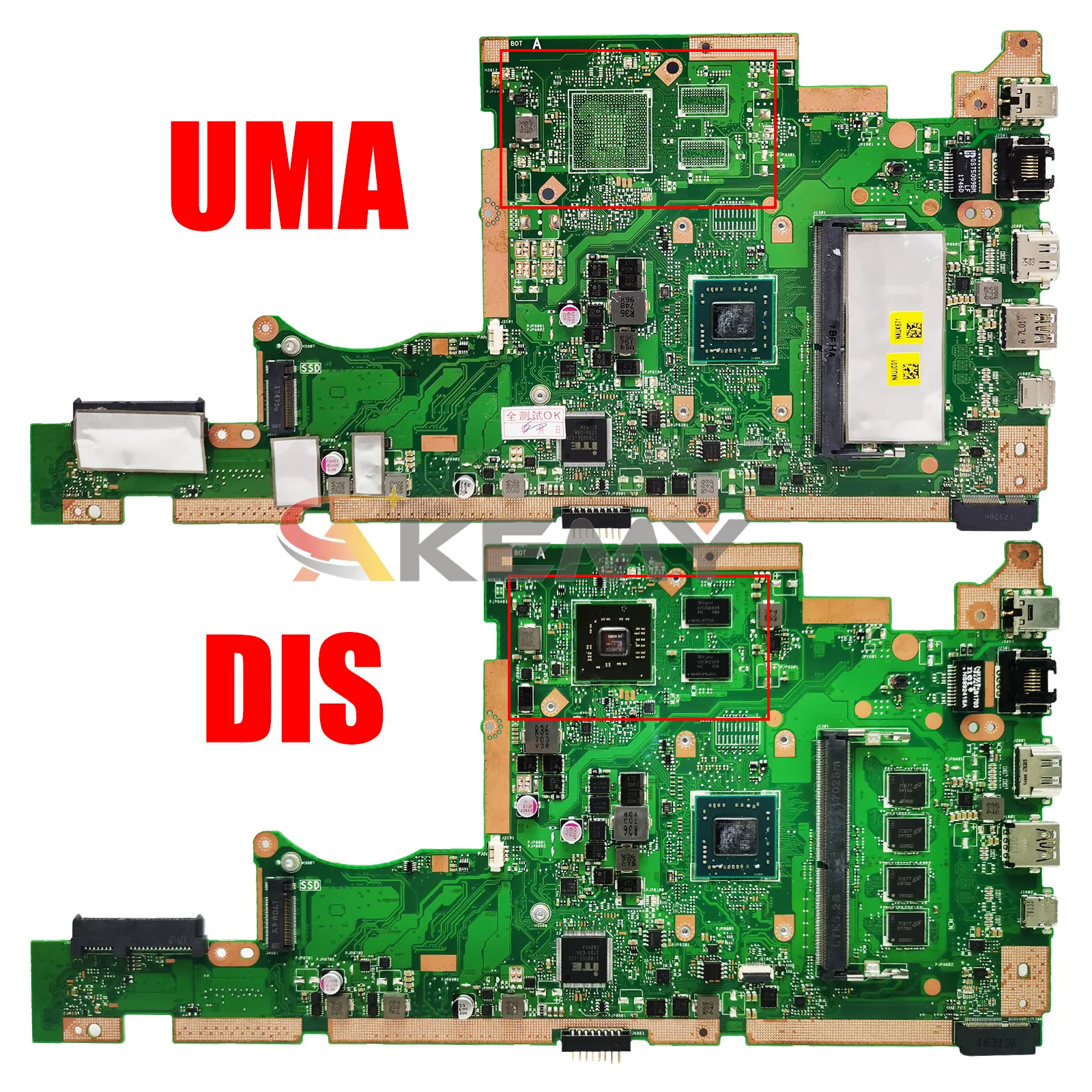 AKEMY X505BP Mainboard For ASUS Vivobook X505BA A505B F505B K505B V505B Laptop Motherboard E2 A4 A6 A9 CPU 4G/8G-RAM UMA/PM