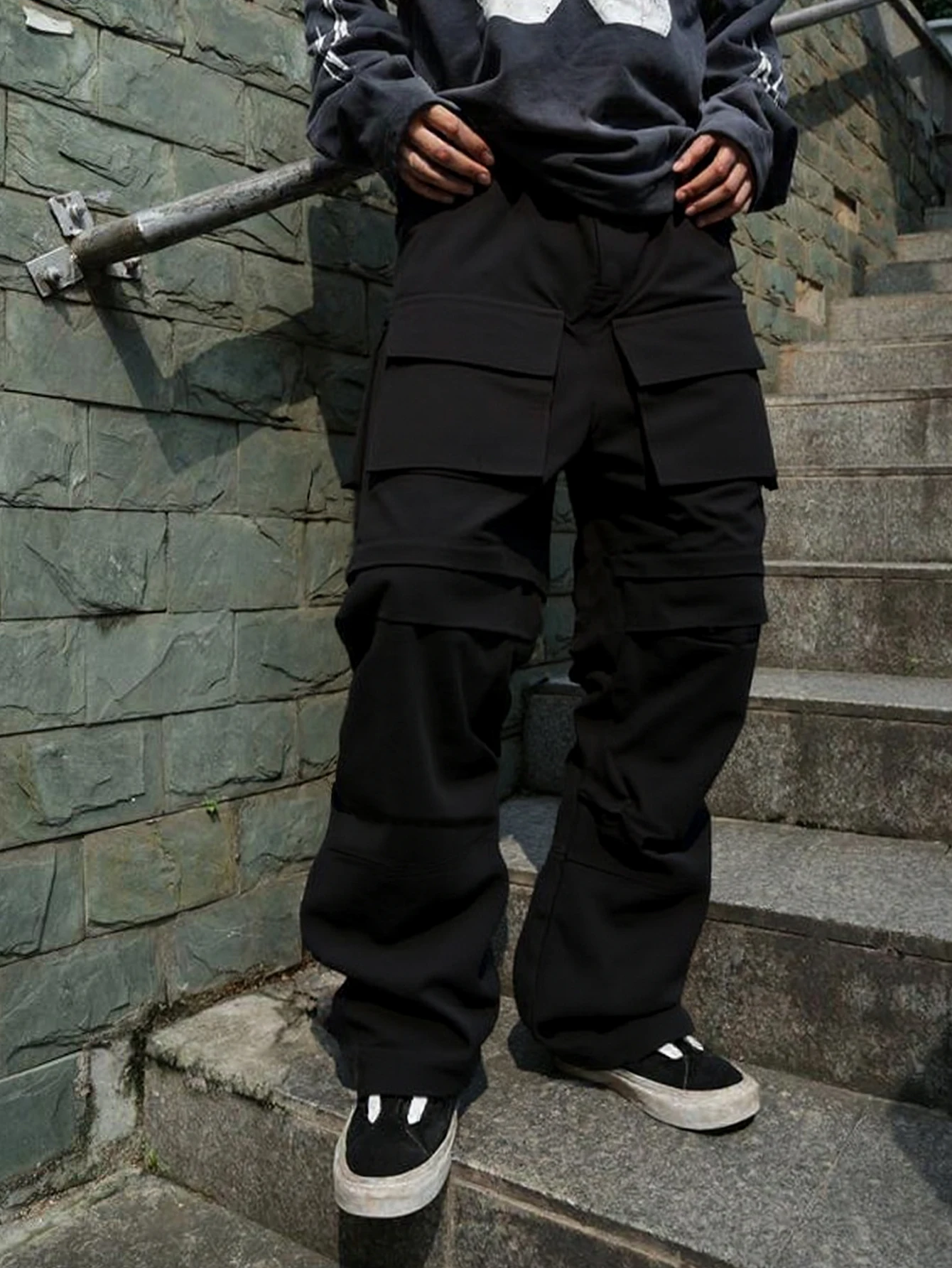 

Men's Casual Solid Color Drawstring Cargo Pants, Daily Streetwear Men Cargo Pants, Fall，Outdoor men's workwear pants,