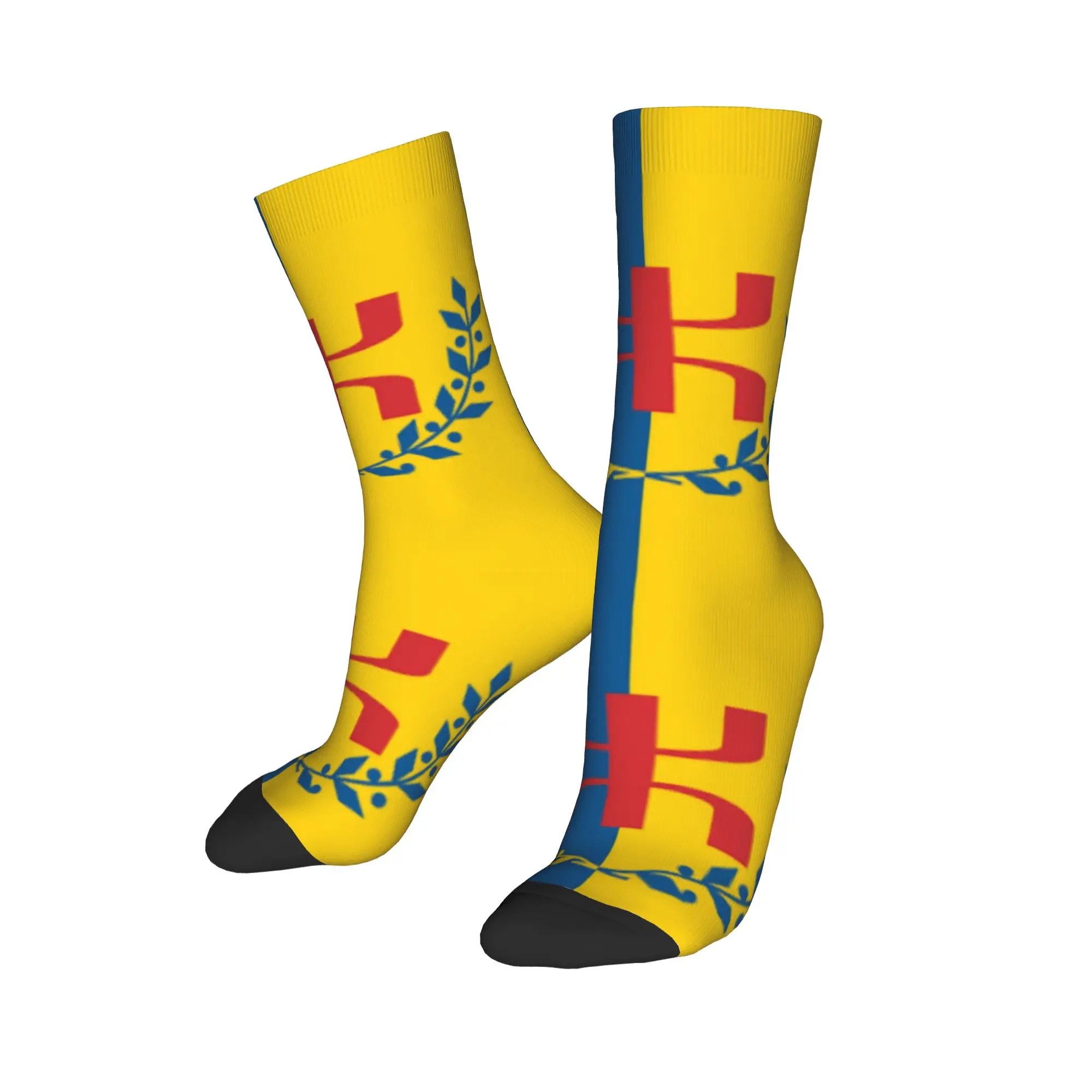 Custom Kawaii Print Kabyle Amazigh Flag Socks for Women Men Stretch Summer Autumn Winter Berber Proud Crew Socks