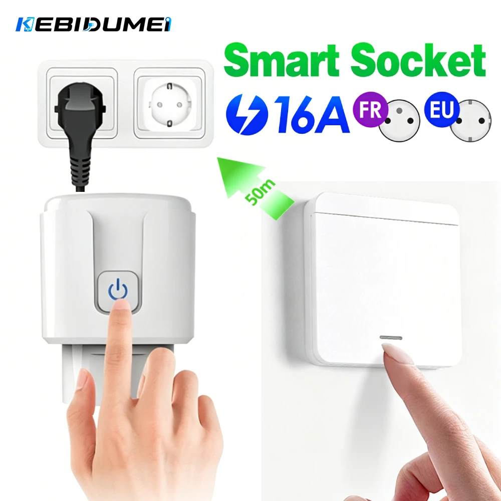 

KEBIDUMEI Smart Home Wireless Remote Control Switch 16A EU FR Plug Electrical Outlet for Remote ON OFF Home Appliance/Light