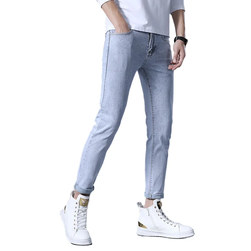 

Men's Stretch Skinny Jeans New Spring Korean Fashion Casual Cotton Denim Slim Fit Pants Male Trousers Brand Nine points Jeans