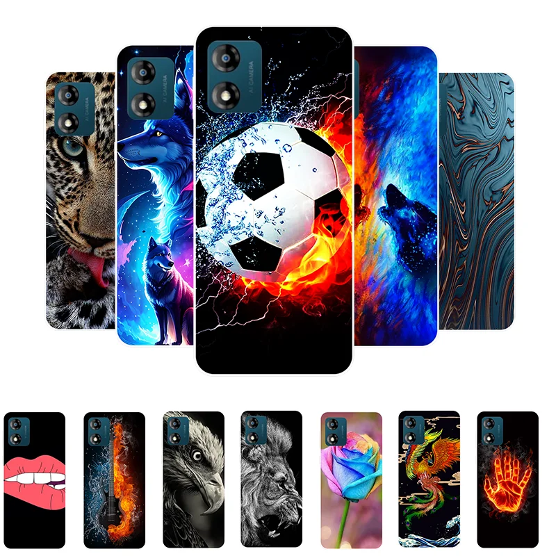 for Motorola Moto E13 E14 E15 Case Football Soft Silicone Back Cases for Moto E13 Phone Cover for MotoE13 E 13 etui Funda