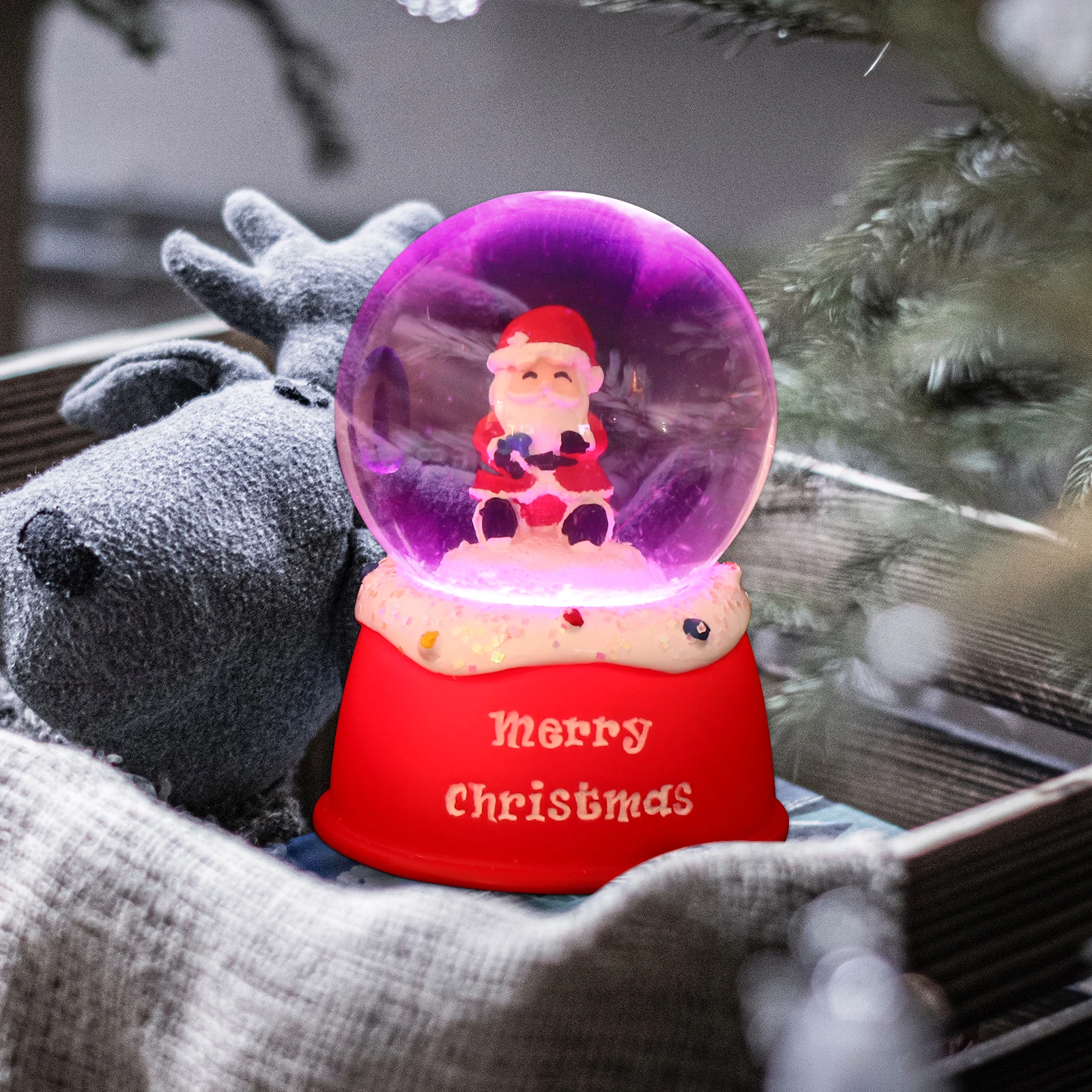 

2 Pcs Crystal Ball Toy Snow Globes Christmas Decor Indoor Decorations Kids Foil Winter