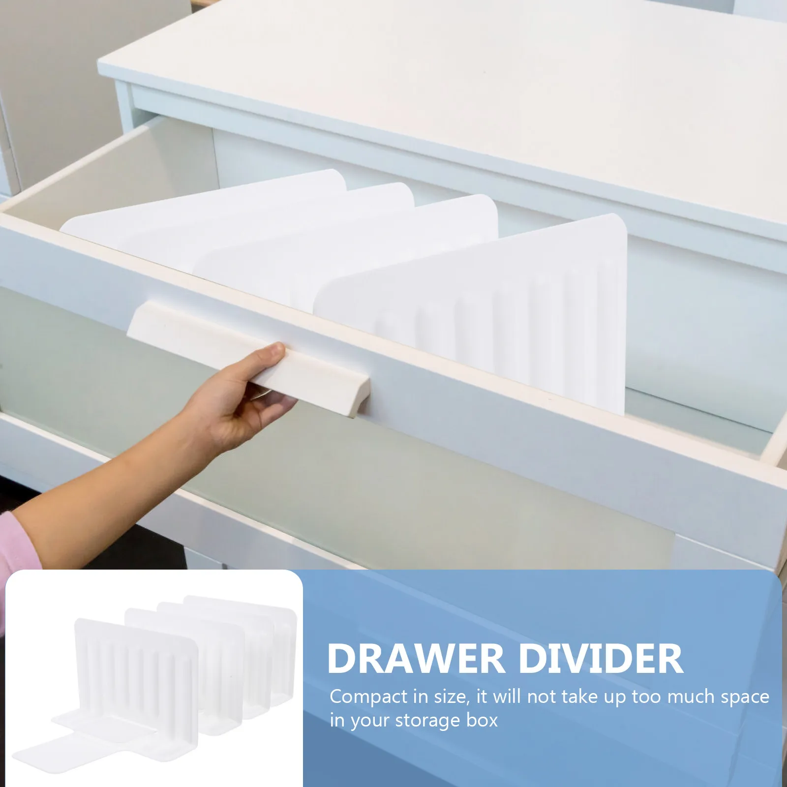

4Pcs Plastic Drawer Dividers Adjustable Refrigerator Food Storage Separator Organizer Shelf Partition Board for Kitchen Cabinet