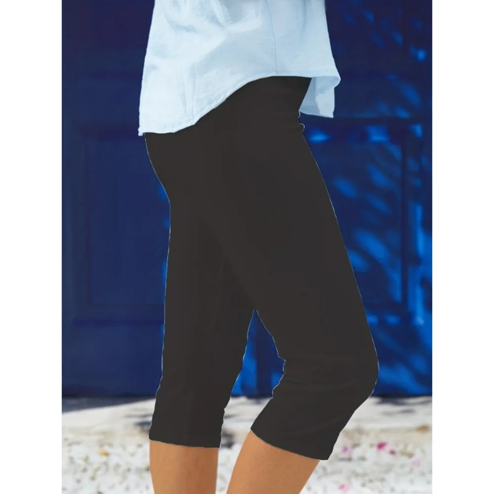 Plain Casual Vacation Capris Legging Comfort and fashion coexist to add infinite possibilities to your outfit