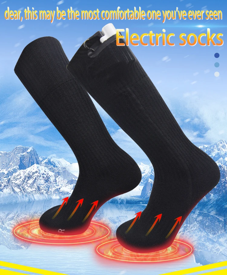 Spot electric socks long tube pure cotton outdoor warm USB charging heating can be washed by hand