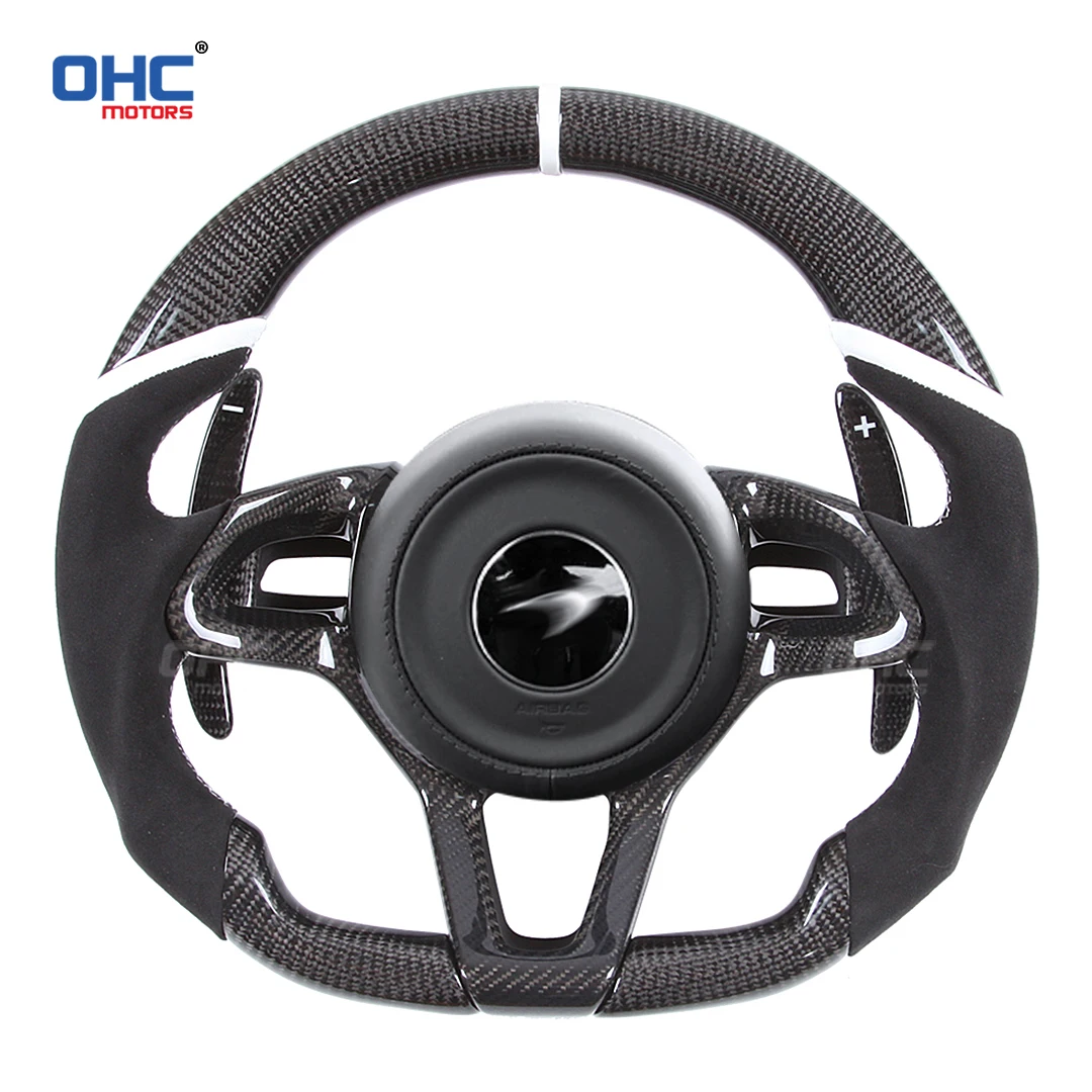 OHC Motors Customized 100% Real Carbon Fiber Racing Car Steering Wheel for Mclaren 520S MP4-12C / 650 570S 650S 675LT 720S GT