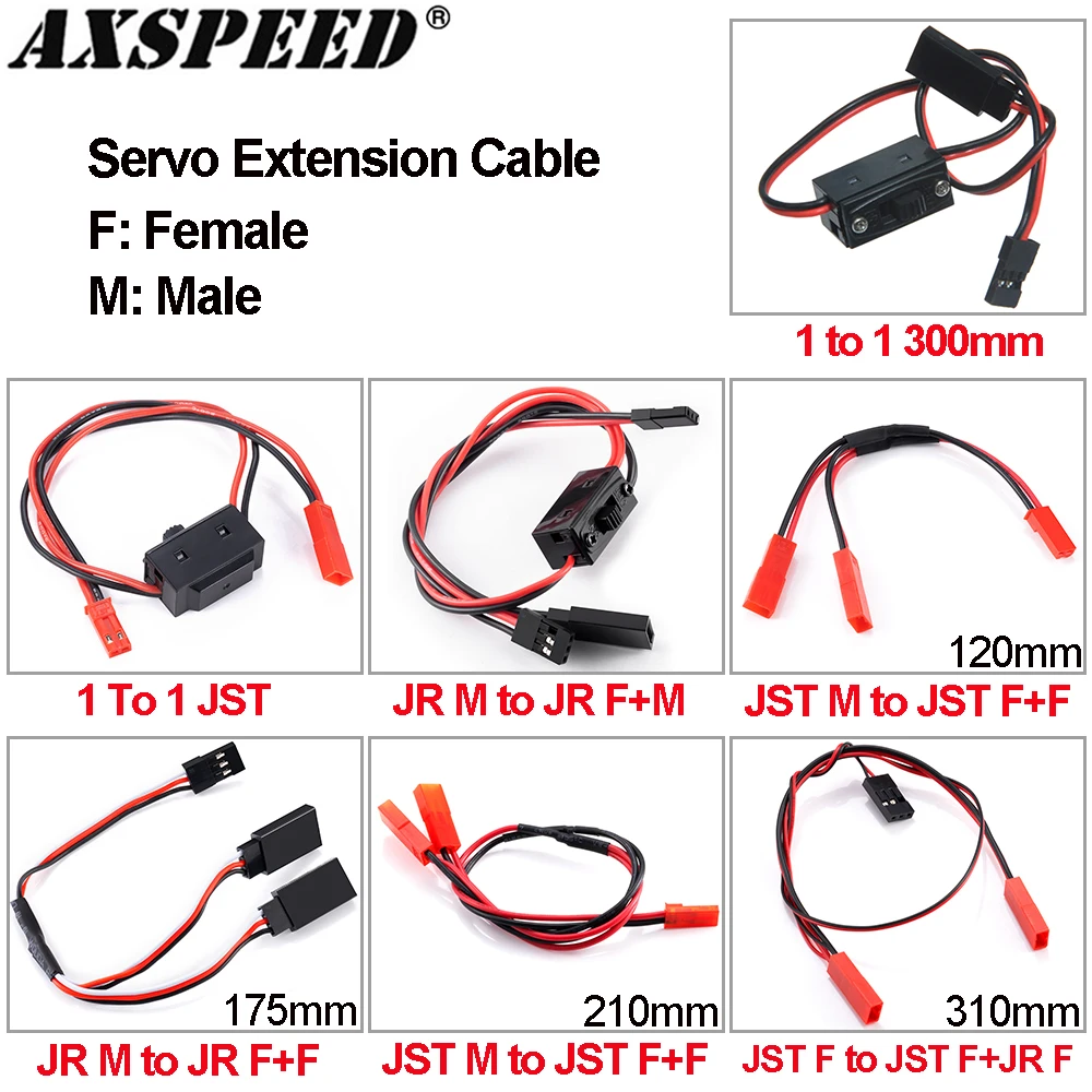 

AXSPEED 1 шт. удлинительный кабель сервопривода JST JR серводвигатель мужской женский разъем для радиоуправляемой модели DIY Запчасти