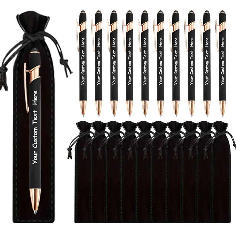 15 Sets Anpassbare Gravierte Metall-Kugelschreiber mit Robustem Etui + 15 Stück Individuelle Stifttaschen - Großpackung Schreibutensilien für Unternehmen – Detail 5