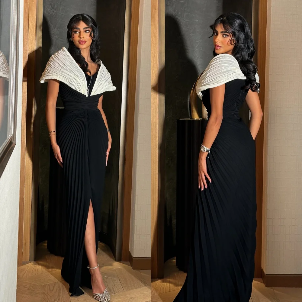 Customized Sizes Available Intricate Jersey Pleat Ruched Draped Sash Straight V-neck Long Dresses Bespoke Occasion Dresses Elega