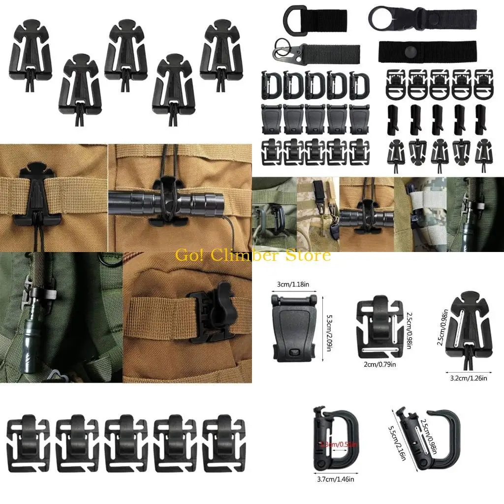 

Q84C 34PCS Tactics Gear Clip, D-кольца, запирающие карабиер, зажигание бутылок с водой