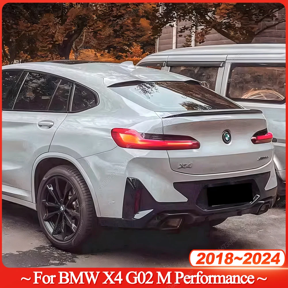 Auto Hinten Stamm Deckel Schwanz Flügel Spoiler Lip Verlängerung Außen Trim Änderung Glanz Schwarz ABS Für BMW X4 G02 2018-2024 + Tuning