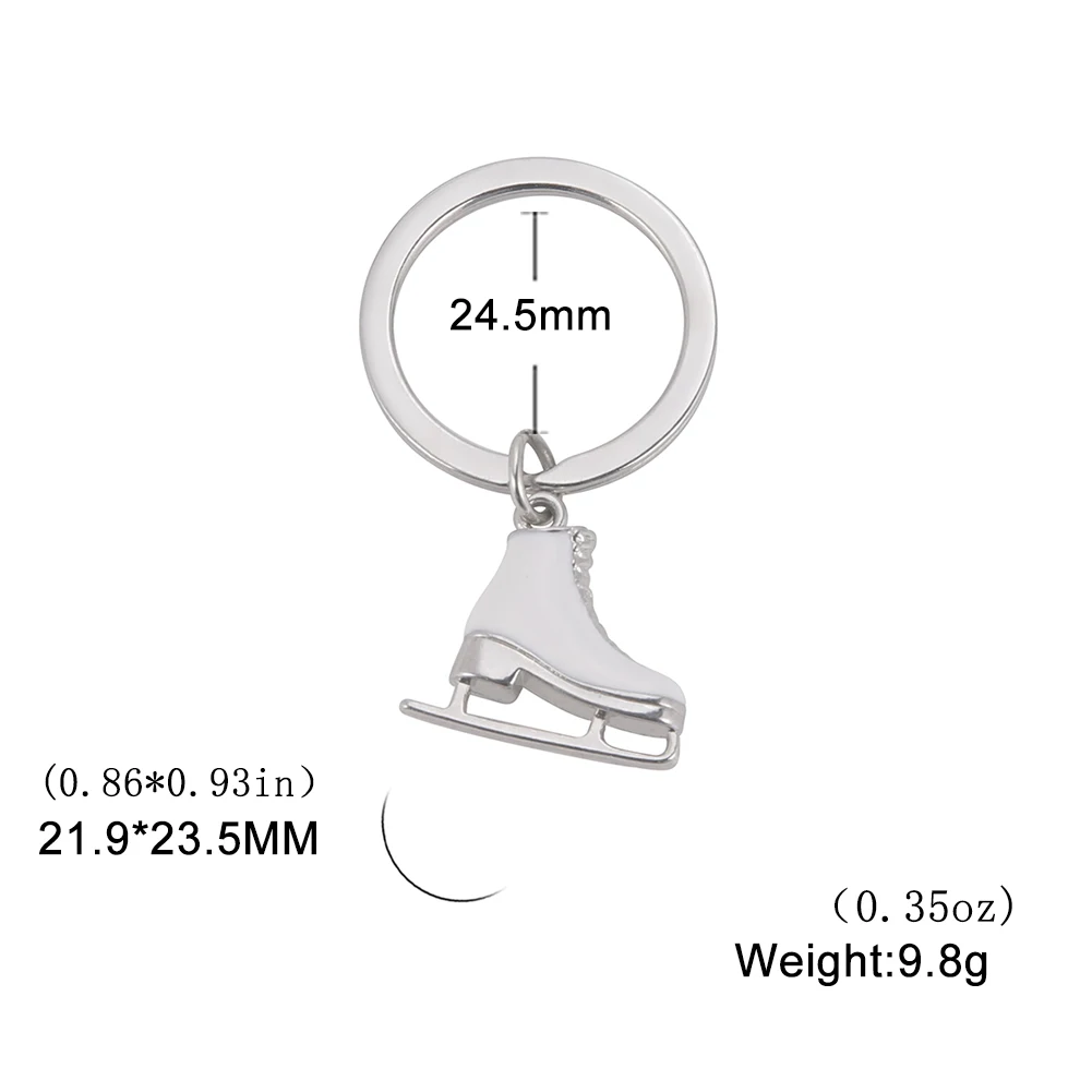 Teamer Ice Skate Shoes Keychain Stainless Steel Clear Zircon Skating Pendant Keyring Winter Sport Lover Jewelry Birthday Gifts