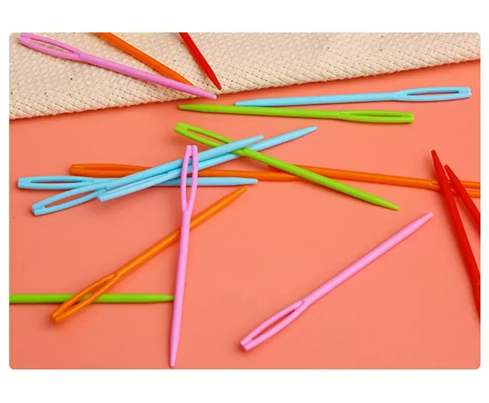 30 PCs Mixed Color 7/9/15cm Plastic Knitting Needles Crochet Hooks Wool Yarn Needle Children DIY Sweater Weaving Tools Accessory