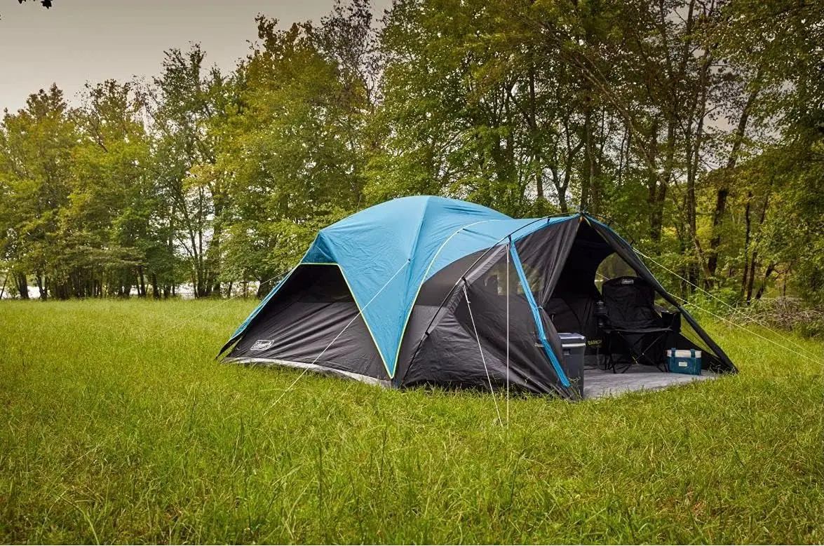 8-Person Carlsbad Dark Room Dome Camping Tent with Screen Room, 2 Rooms, Blue