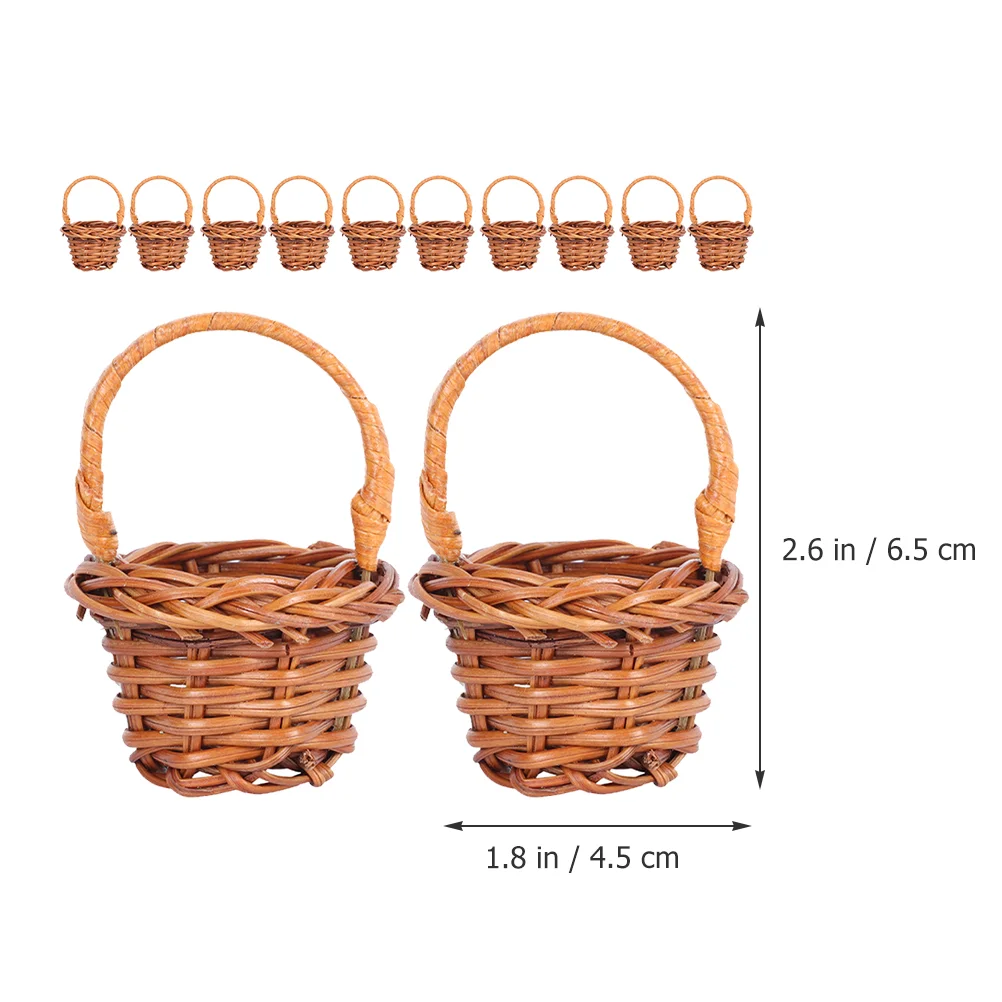 12 Pcs Miniature Shopping Basket Wicker Flower Props Rattan Small Weaving Baskets Baby Laundry